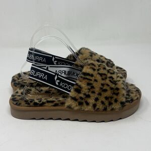 UGG Koolaburra Fuzz’n II Slipper Sandals Womens 8 Brown Cheetah Print Faux Fur